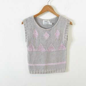 Vintage Robert Scott ltd Shetland cotton linen sweater vest Grey‎ & Lilac